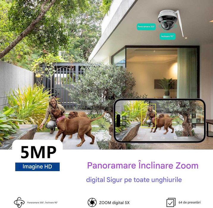 Cameră de supraveghere SV3C C22 5MP/4K WiFi cameră IP wireless