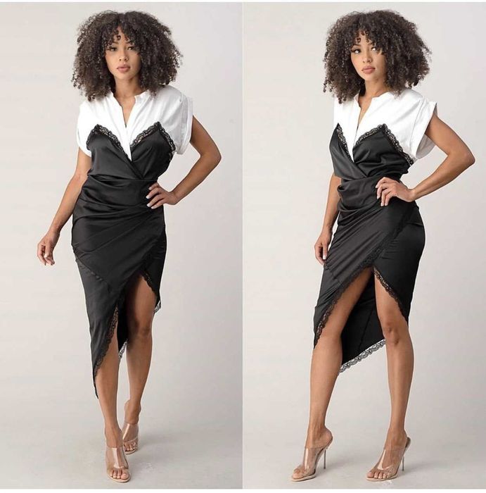 Rochie Midi Dama din Satin, tip T-shirt, disponibila in 3 nuante