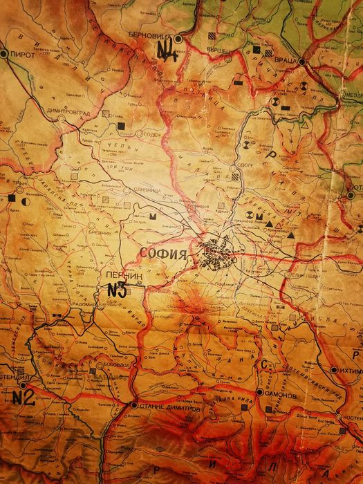 Стара физична карта на Народна Република България 190/150см.