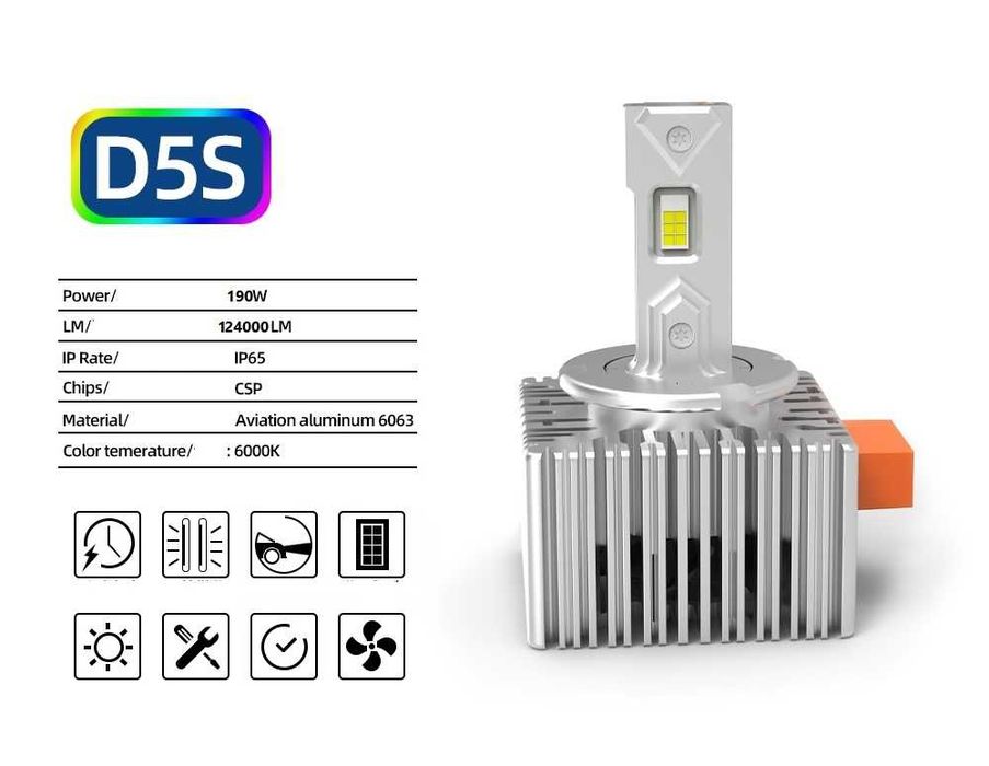 Двустранен 190W CSP по-широк и по-ярък лъч с LED D2S D1S D3S