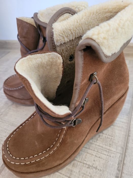 Botine platforma piele intoarsa 38