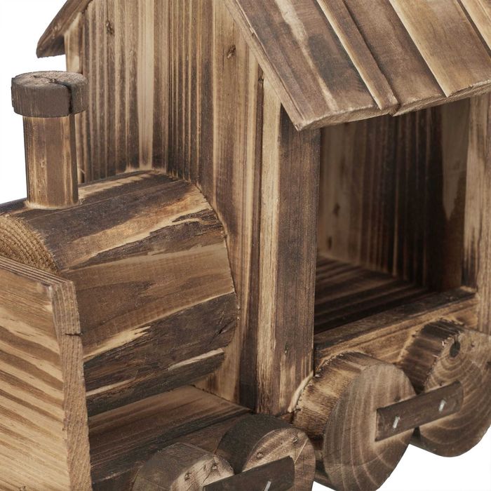 Trenulet decorativ cu suport pentru flori lemn flambat 21 x 38 x 13 cm