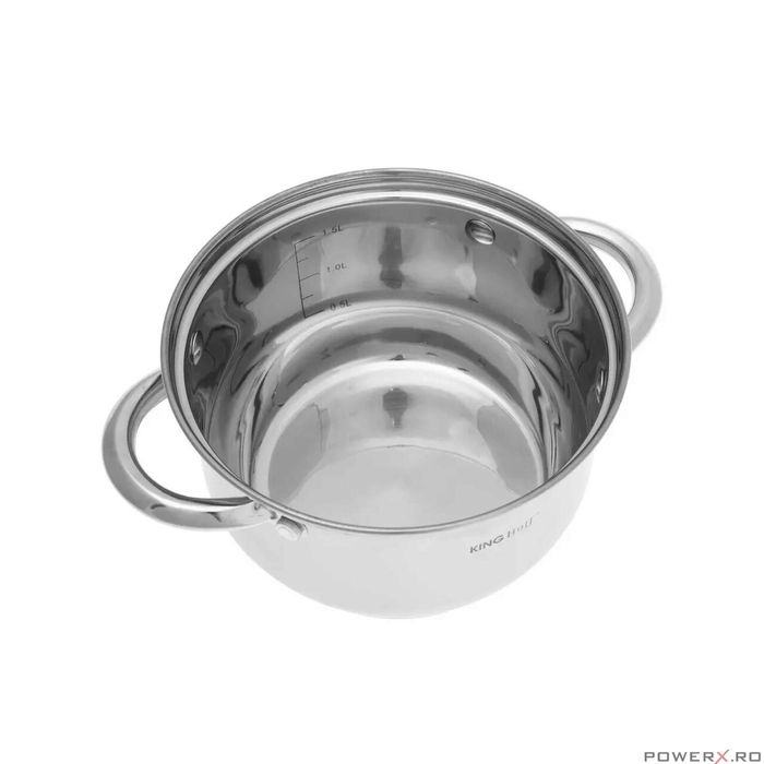 Set de 3 oale din inox cu capac sticla, dimensiuni 16cm, 18cm, 20 cm,