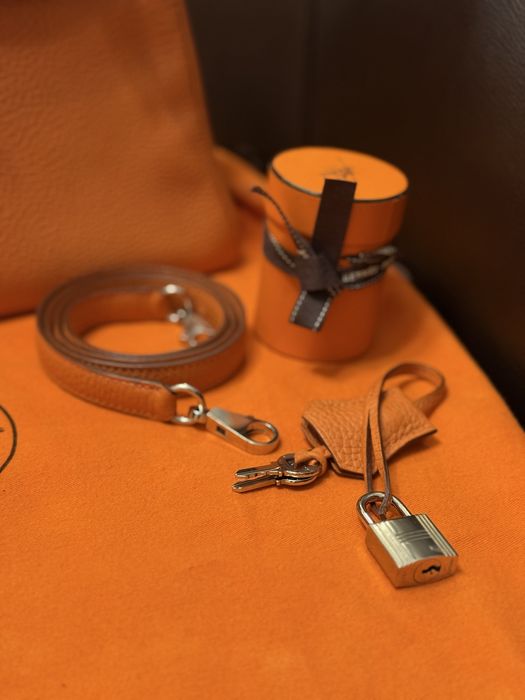 Genată Hermes Kelly Sellier 28 Orange Epsom Palladium Hardware