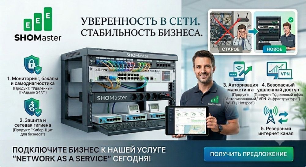 SHOMaster:  WiFi, видеонаблюдение, VPN, Firewall и Микротик (роутер)