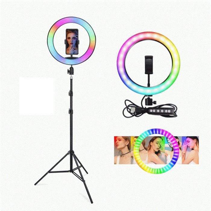 LED ринг лампа RGB с трипод 210см,Различни размери ,фотография
