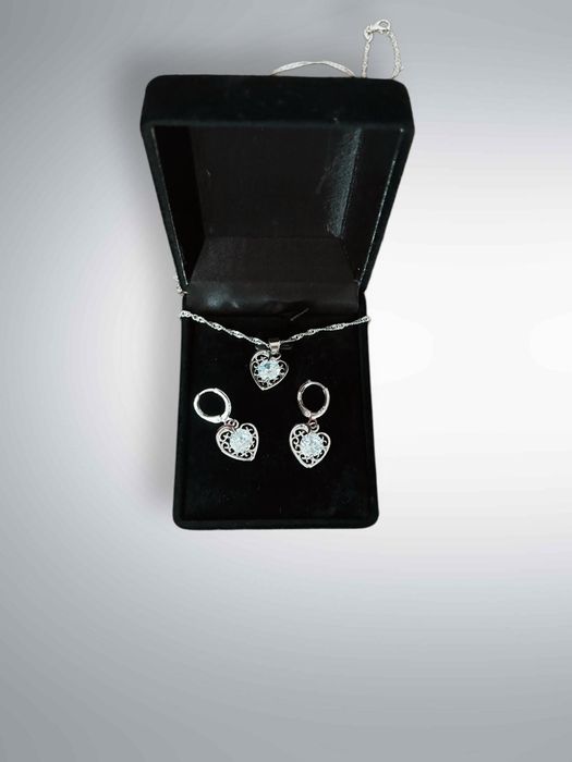 Set elegant colier și cercei - argint 925 - in cutie cadou