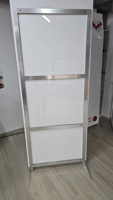 Бяла дъска със стойка, Размер 80х200 см, Поставка за маркери