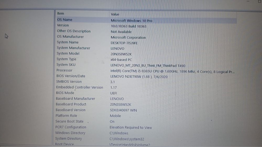 Ноутбук Lenovo ThinkPad T490