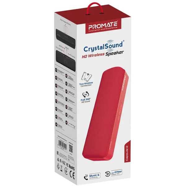 Boxa portabila Bluetooth Promate Capsule-2 slot microSD, stick USB, rosie noua Sigilata
