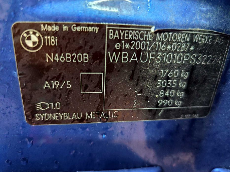 BMW 118i / 1' E87 / N46 2000CC / 95kW / UF31
