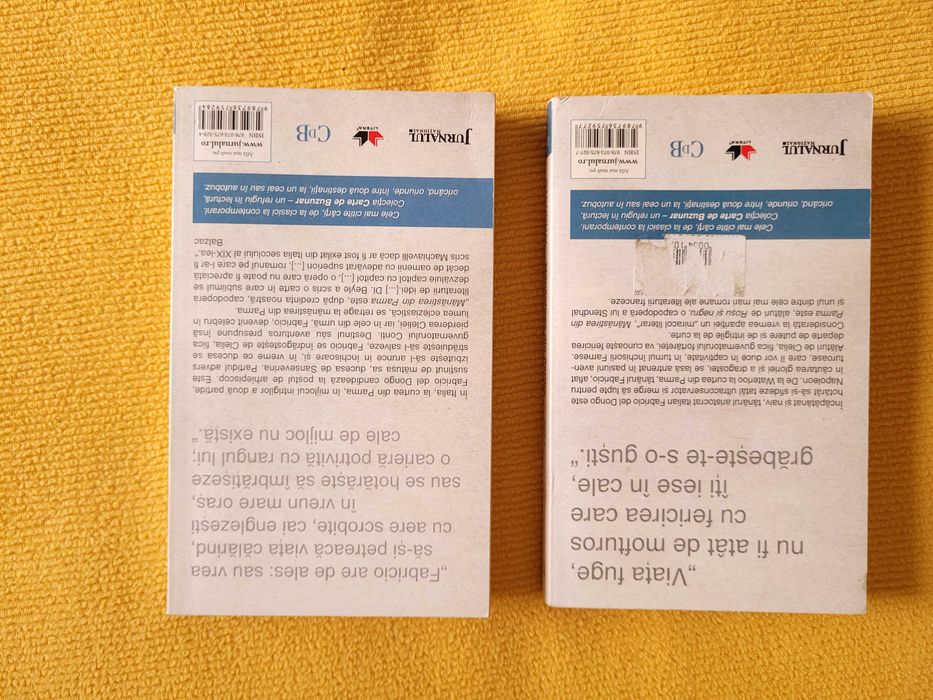 Carti Manastirea din Parma, volumele 1 si 2, Stendhal