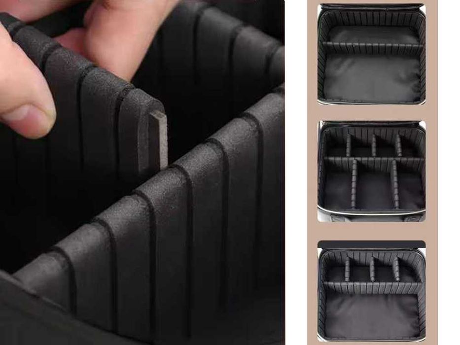 Куфар, чанта за грим и козметика с огледало и LED осветление - черен или розов цвят