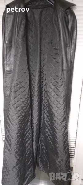 Кожено дълго дамско манто