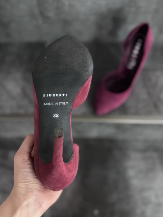 Pantofi toc piele intoarsa culoare visiuniu masura 38