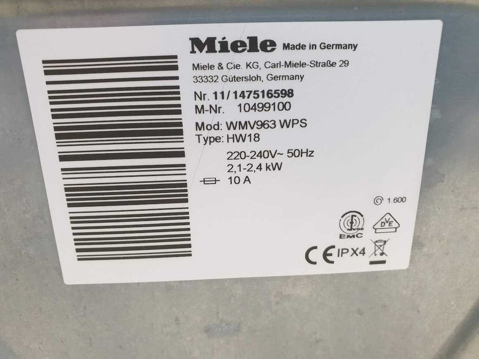 Miele Touch Tronic Пералня - 9кг - Пара - TwinDos - Миеле 12м Гаранция