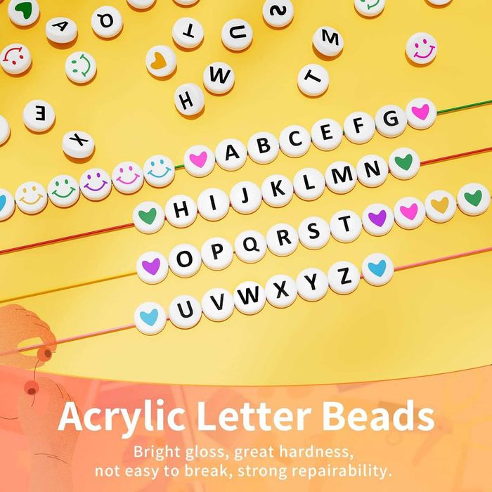 Margele albe rotunde litere negre, 800 buc/set, alfabet A-Z 10 ron/set