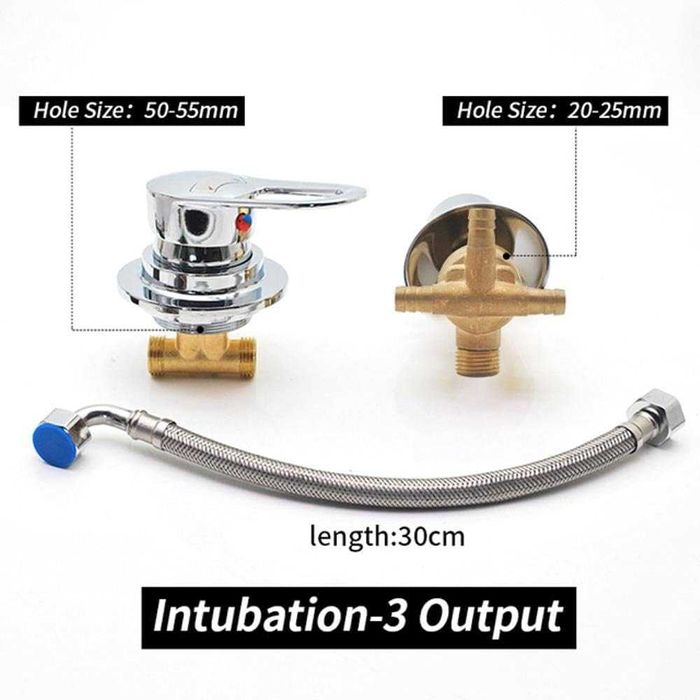 НОВ! 3-пътен месингов смесител за душ – с керамичен клапан, хром