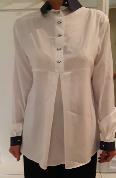 Bluza de matase alba, cu maneci lungi, marimea 38. Nou-nouta.