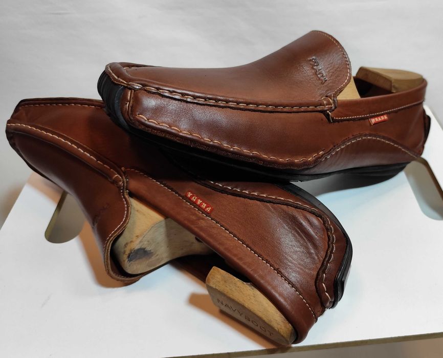 Pantofi de lux 45 45.5 mocasini slip on PRADA piele naturala moale