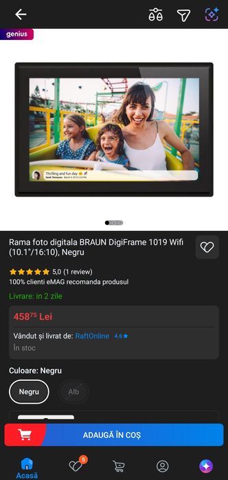 Ramă foto digitală Braun DigiFrame 1019 WIFI - Ca nouă, în cutie