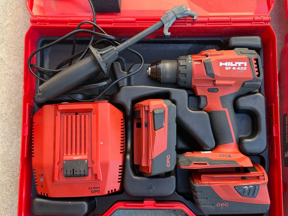 Hilti винтоверт SF 6-A22 + гайковерт SIW 6AT-A22 + 6 батерии и лампи