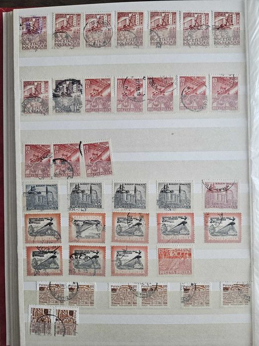 Colecție uriașă timbre Polonia: 35 pagini, ~1000 buc, serii complete + duplicate