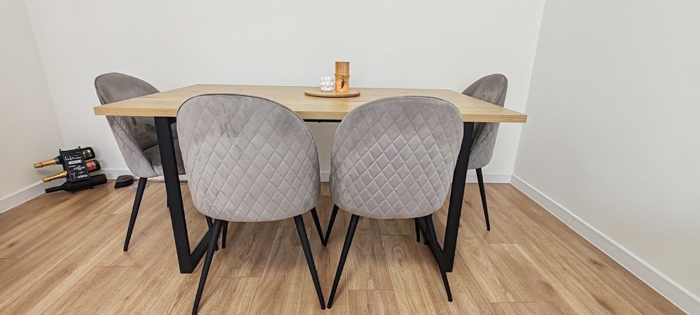 Set 4 scaune Kokkedal catifea gri/ negru