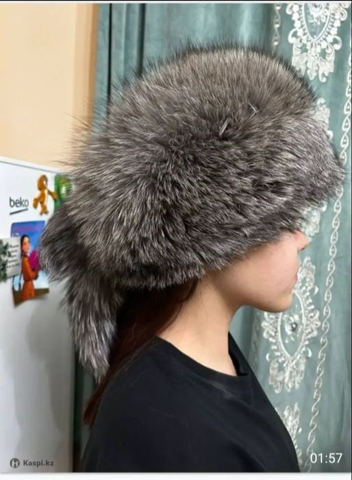 Шапка из натур.чернобурки,размер 60см 30тыс.тг
