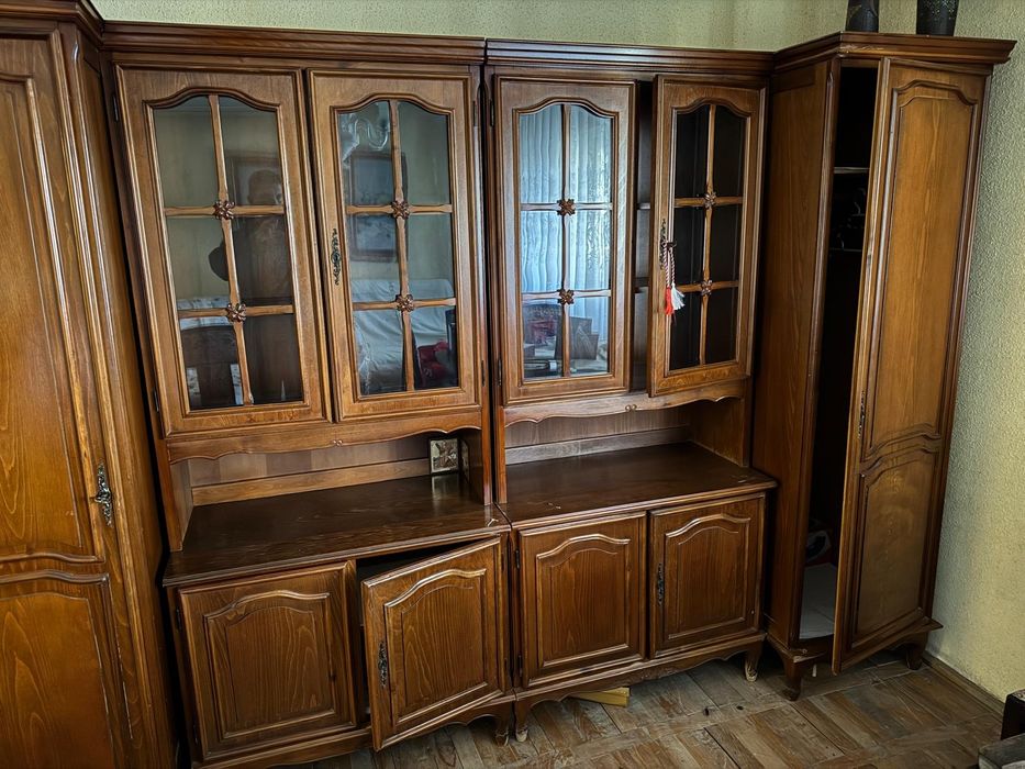 Mobila sufraderie din lemn, set canapea coltar si fotoliu