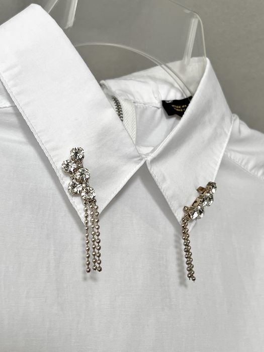 Camasa alba Bebe Plus oversized cu accesorii la guler