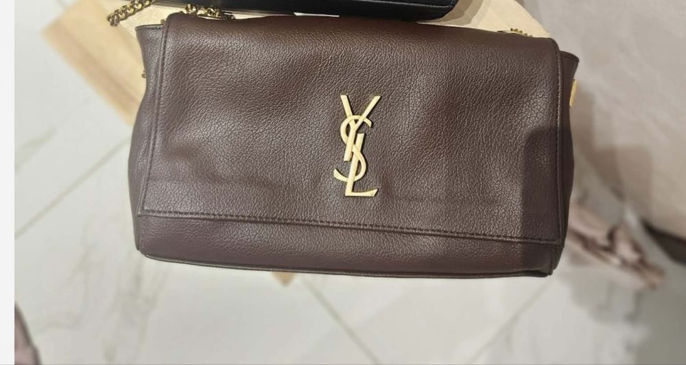 Чанта с две лица кожа и велур ysl