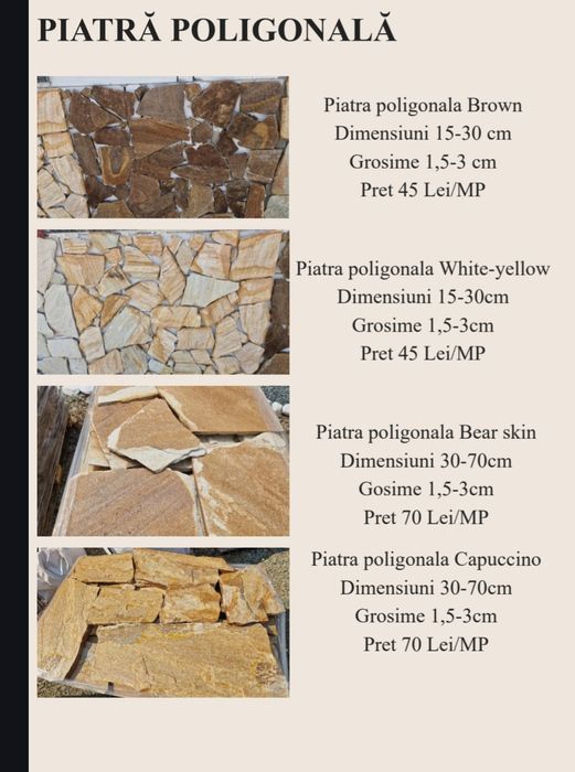 Piatră decorativă naturală pentru fațade, garduri și grădini | Piatră poligonală | Travertin scapițat | Piatră fasonată | Livrare rapidă în toată țara