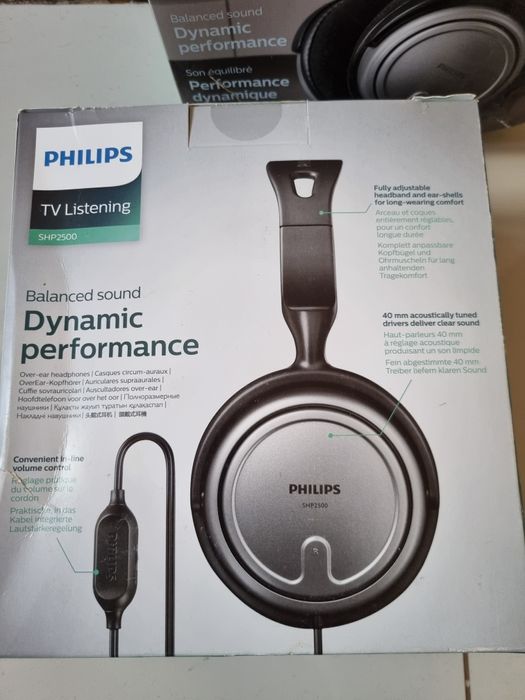 Casti Audio Over-Ear Philips, SHP2500, cu fir 6 m, Negru Gri