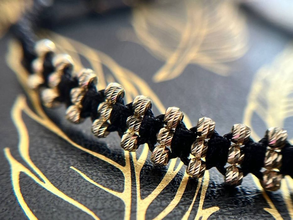 Brățară din șnur reglabil cu biluțe de aur 14k! Nu se vinde la gram!