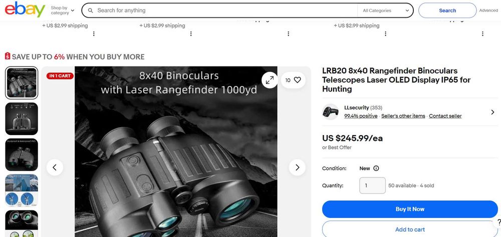 Бинокъл LRB20 8x40, с лазерен далекомер 1000 метра