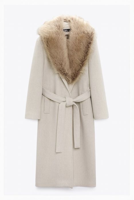 Palton zara cu lana premium Manteco si blana