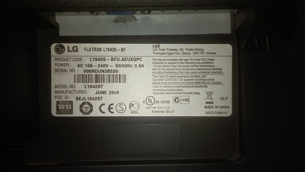 Монитор LG Flatron L1942S 60 Hz