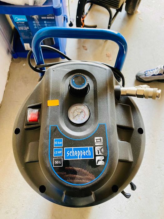НОВ !!! Компресор Scheppach HC52VS, 1500W, 10 бара, 50 л + Бутилка