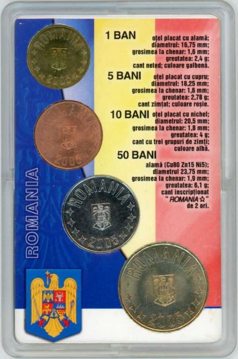 Monede BNR PROOF 50 bani - 2019 si 2021 si Set monetarie leu nou 2005