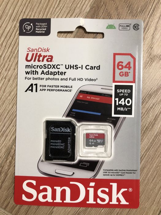 MicroSDXC Sandisk Ultra 64,128,256 si 512 Gb