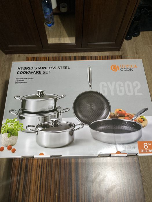 Set 8 piese Tigai si Oale HIBRID - suprafata diamantata, antiaderenta