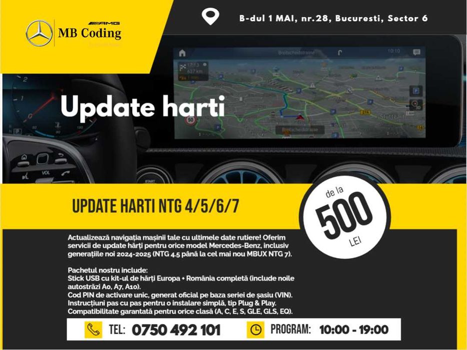 Update Harti Mercedes NTG 4/5/6/7 MBUX A B C E S CLA CLS GLE GLS G GLC