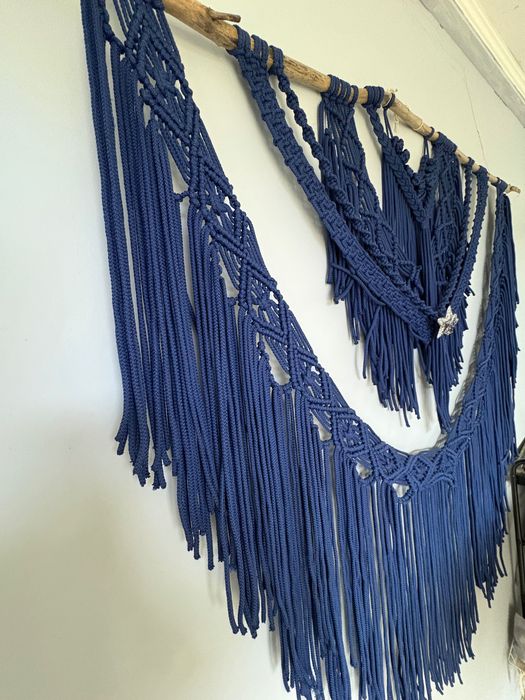 Бохо Макраме панно синее