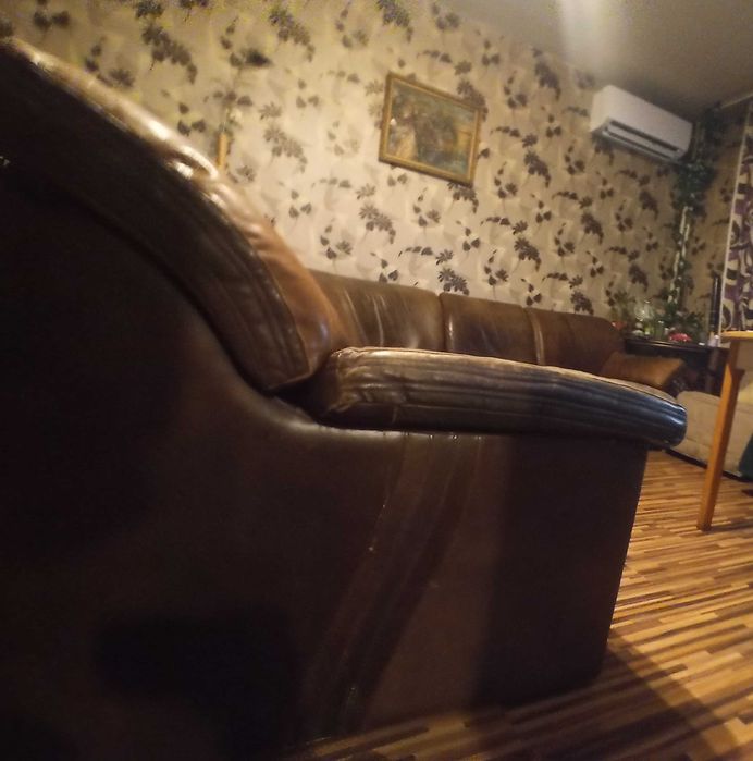 Ъглов диван естествена кожа ИЗПОЛЗВАН!