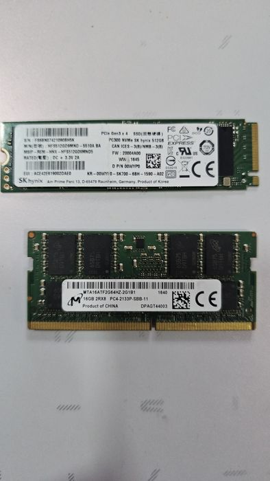 Memorie Ram laptop 16g ddr4 si NVME 512gb -300 lei bucata