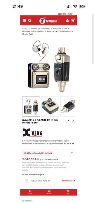 Sistem de monitorizare   X-vive in-ear U45+ căști KZ