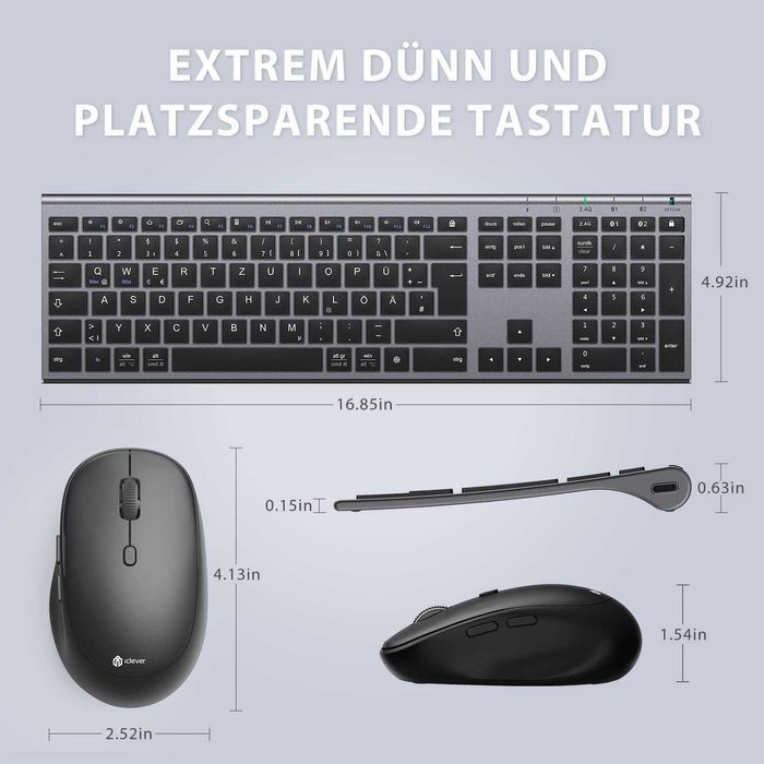 Set Tastatură și Mouse Wireless Reîncărcabil Mod Dual