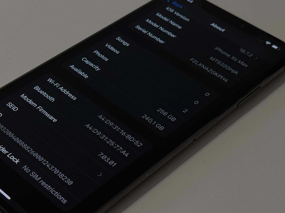 Бартер! Отличен! iPhone XS Max 256GB Space Black (Черен) 81% Батерия!