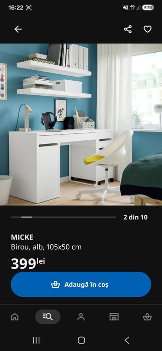 Birou alb pal Ikea impecabil 150×50